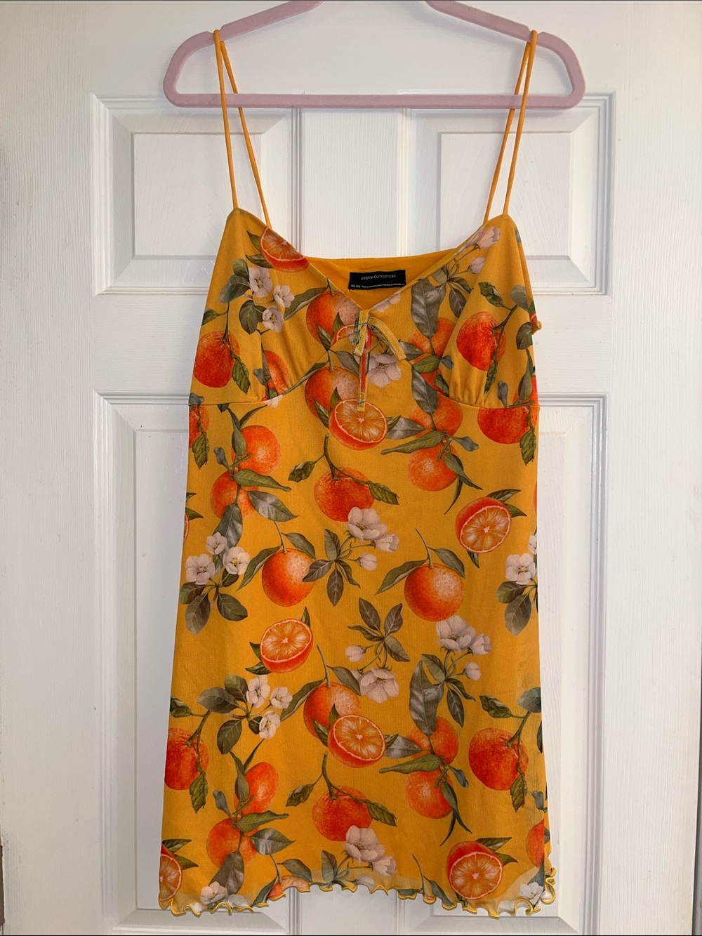 Urban Outfitters Yellow Orange Citrus Print Slip Dress